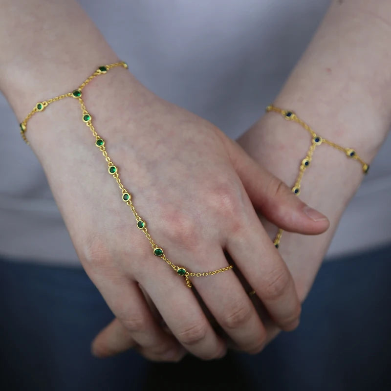 Beaded Zircon-Decorated Hand Chain Bracelet