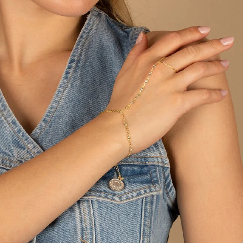 Beaded Zircon-Decorated Hand Chain Bracelet