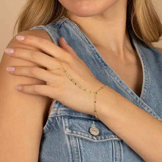 Beaded Zircon-Decorated Hand Chain Bracelet
