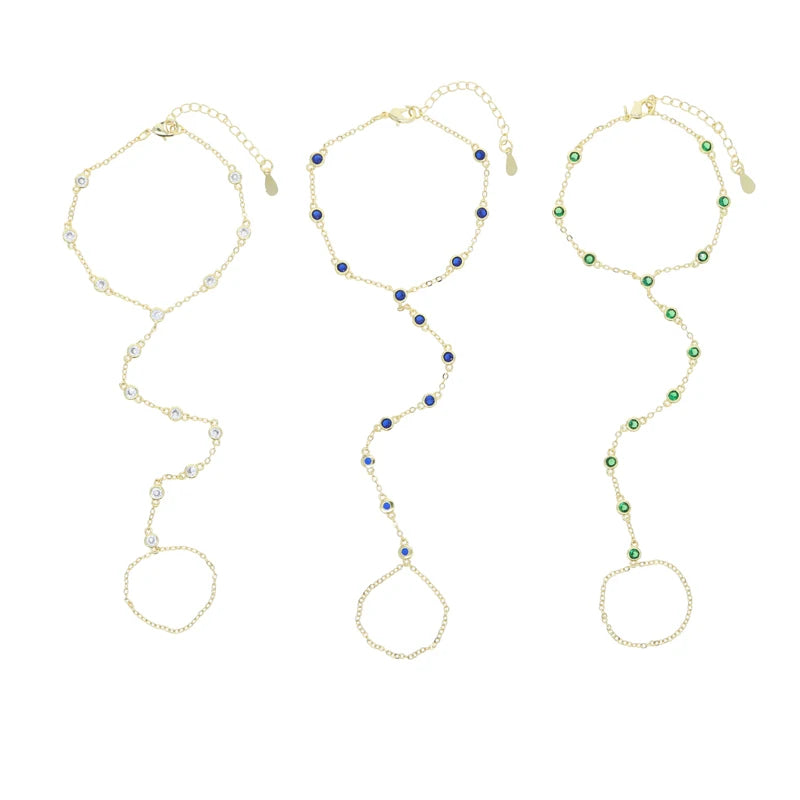 Beaded Zircon-Decorated Hand Chain Bracelet