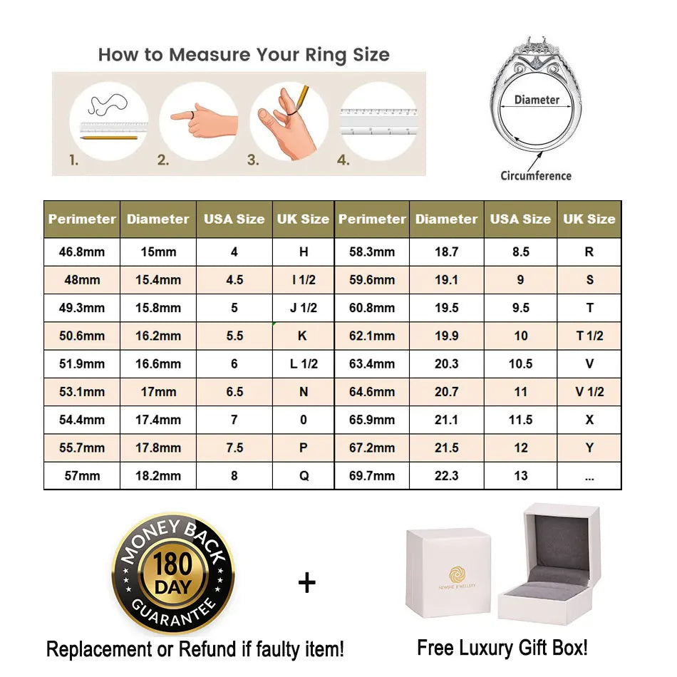 Wedding Ring Set – 925 Sterling Silver, Halo Design, Princess Cut