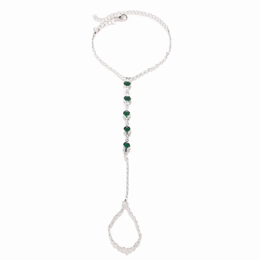 Mesh Finger Bracelet Adorned with Sparkling Rhinestones