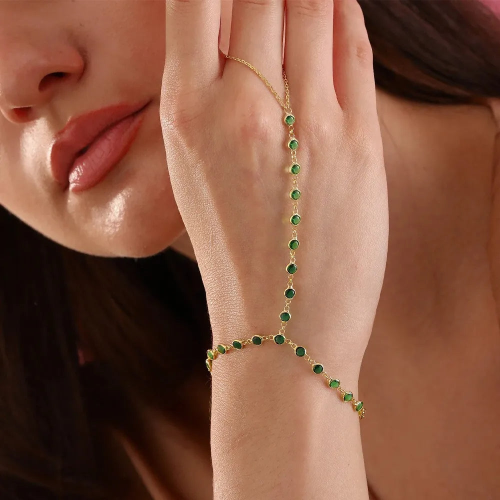 Mesh Finger Bracelet Adorned with Sparkling Rhinestones