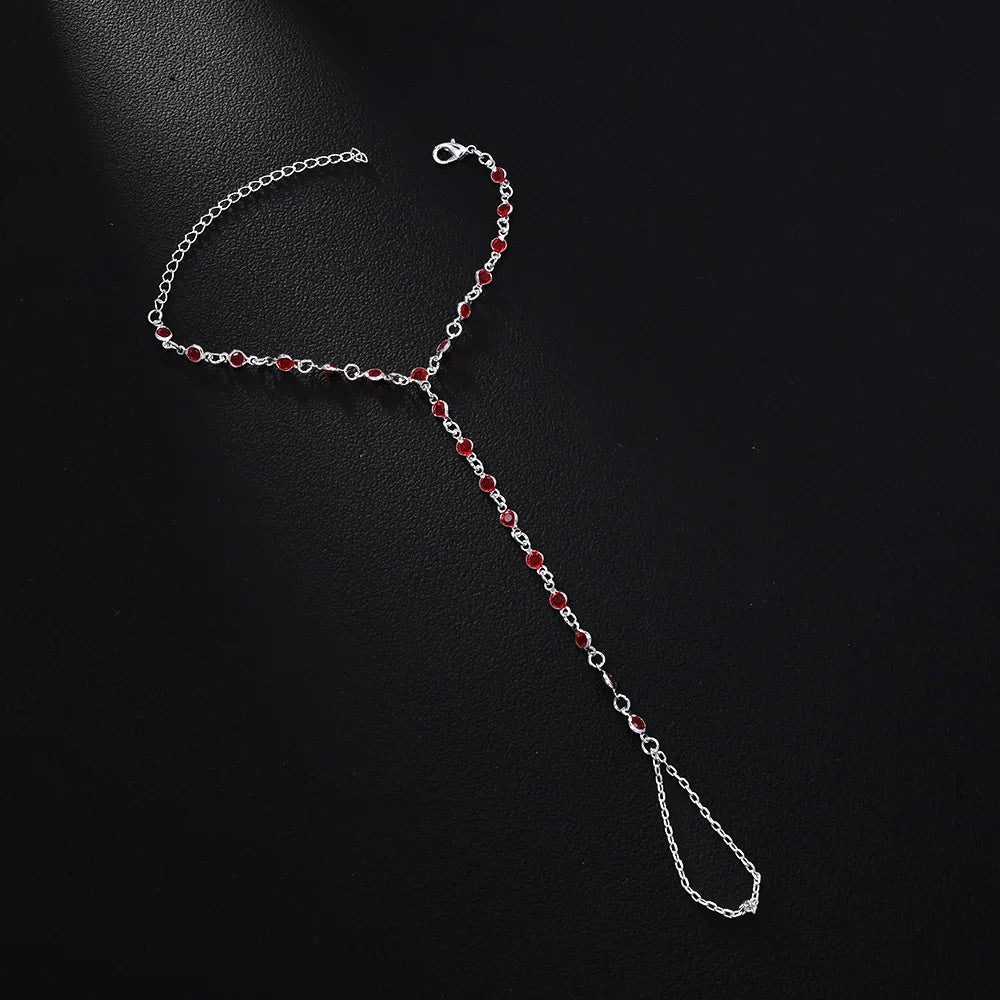 Mesh Finger Bracelet Adorned with Sparkling Rhinestones