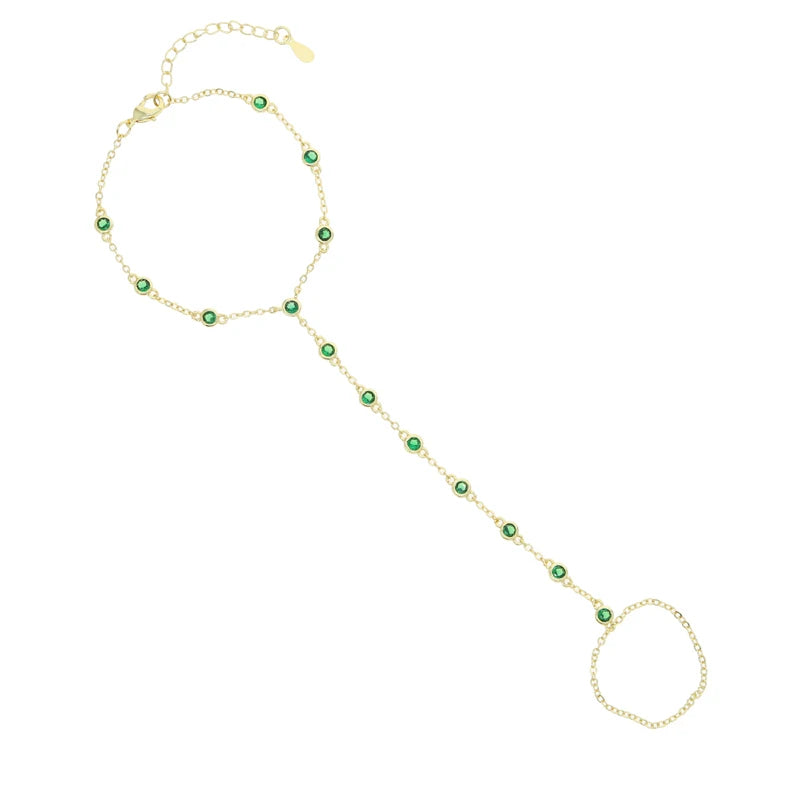 Beaded Zircon-Decorated Hand Chain Bracelet
