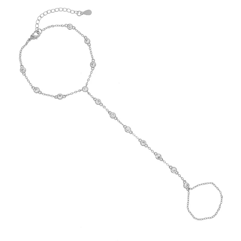 Beaded Zircon-Decorated Hand Chain Bracelet