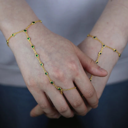 Beaded Zircon-Decorated Hand Chain Bracelet