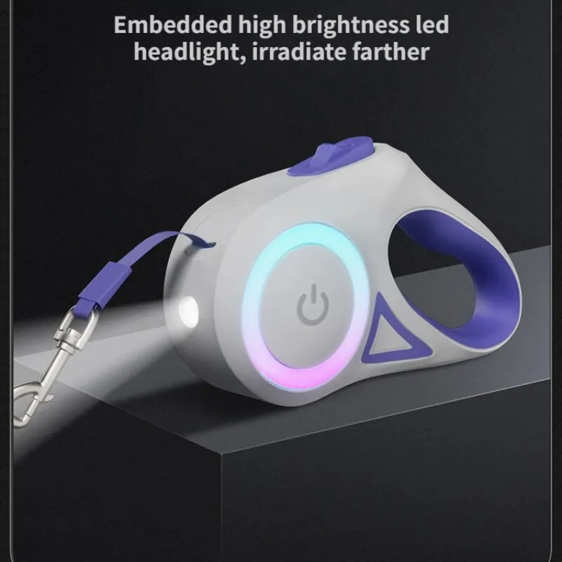 LED Flashlight Pet Leash Retractable