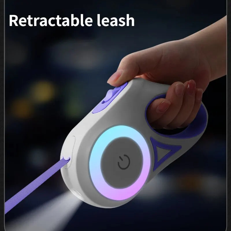 LED Flashlight Pet Leash Retractable