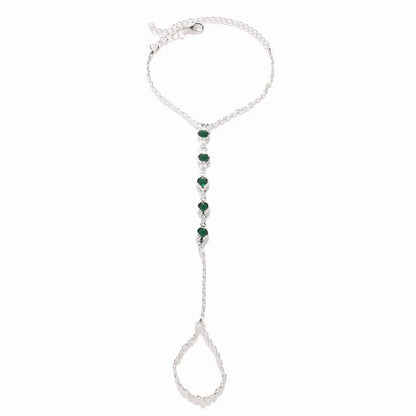 Mesh Finger Bracelet Adorned with Sparkling Rhinestones