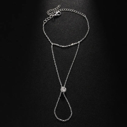 Mesh Finger Bracelet Adorned with Sparkling Rhinestones