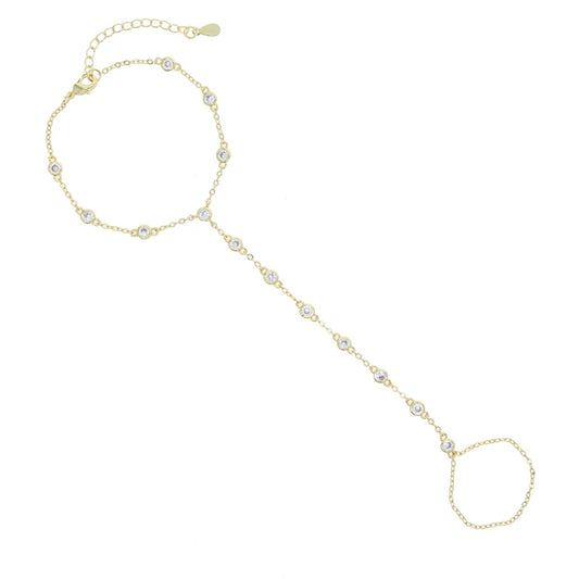 Beaded Zircon-Decorated Hand Chain Bracelet
